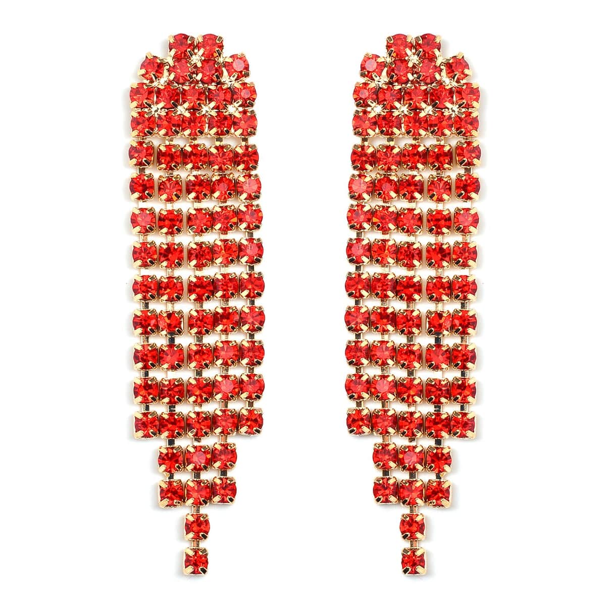 Red Austrian Crystal Necklace and Earrings in Goldtone 18-22 Inches image number 5