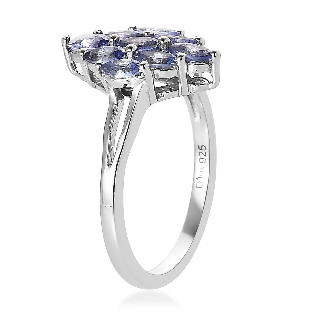 Tanzanite Cluster Ring (Size 8.0) and Pendant in Platinum Over Sterling Silver 1.75 ctw image number 4