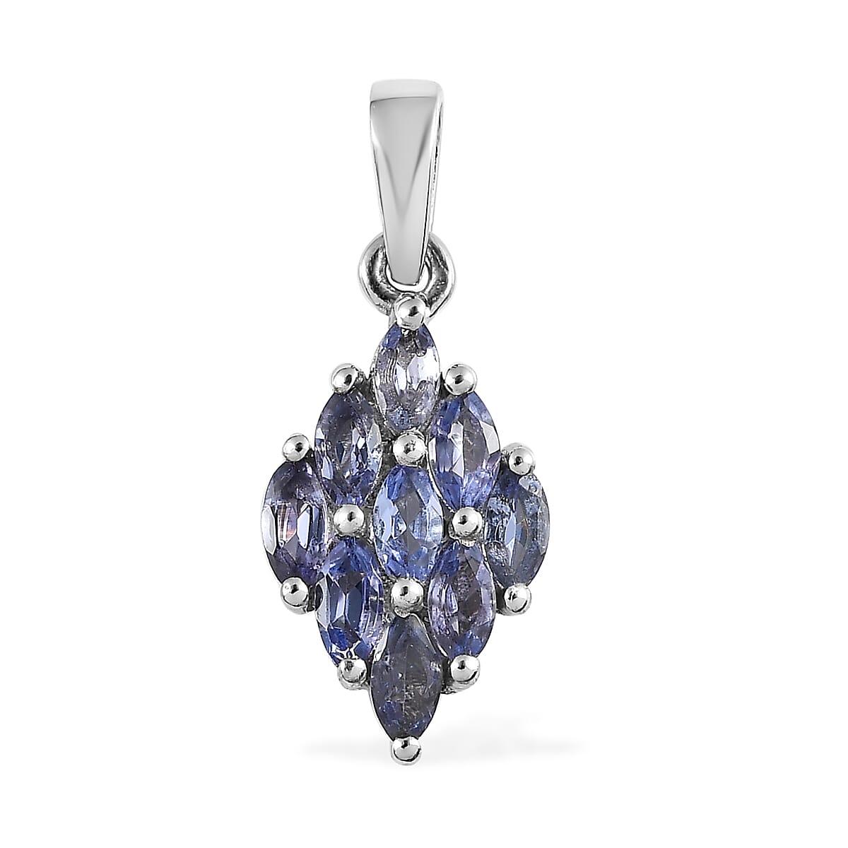 Tanzanite Cluster Ring (Size 8.0) and Pendant in Platinum Over Sterling Silver 1.75 ctw image number 5