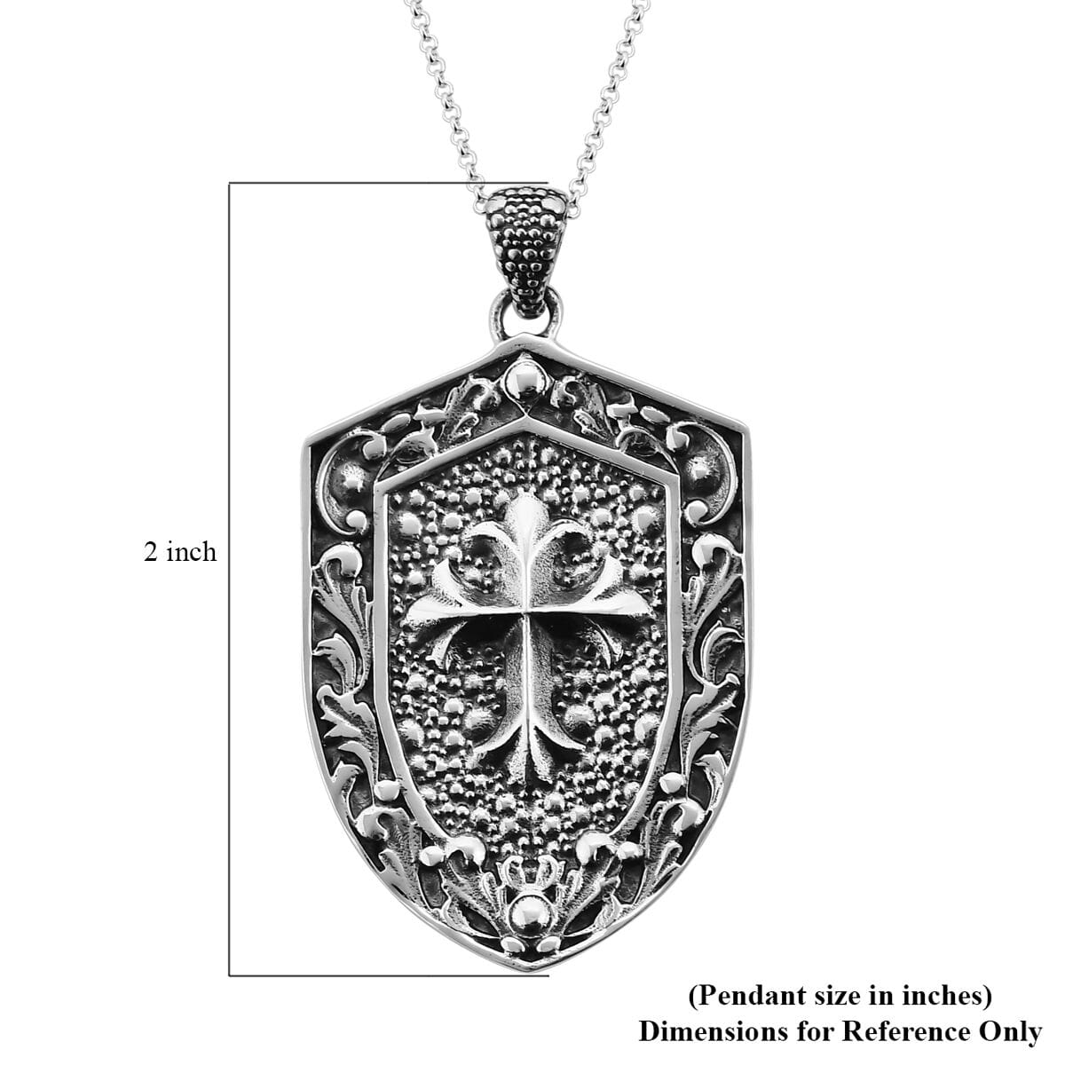 Bali Legacy Sterling Silver Cross Men's Pendant Necklace 24 Inches 13.65 Grams image number 5