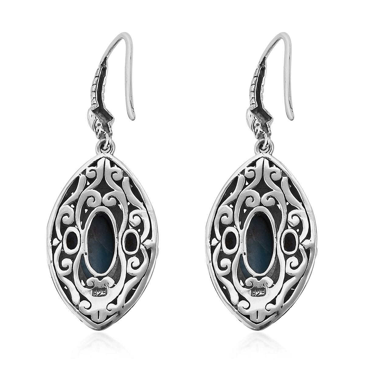 Bali Legacy Larimar, Blue Topaz Ring Size 7, Earrings and Pendant in Sterling Silver 25.35 ctw image number 6
