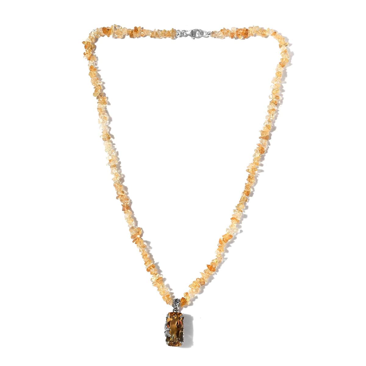 Artisan Crafted Brazilian Citrine Pendant with Chips Necklace 20 Inches in Sterling Silver 83.90 ctw image number 3