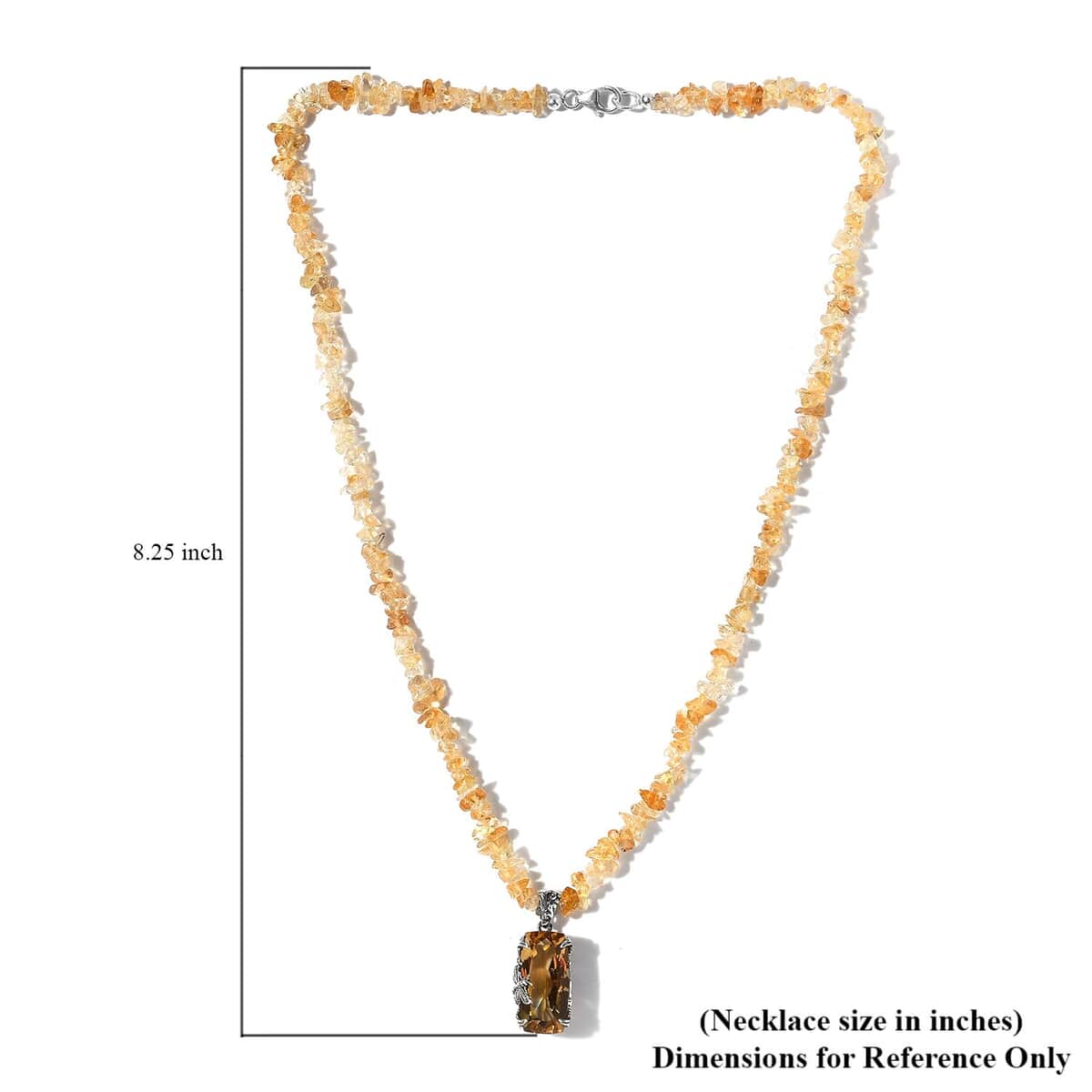 Artisan Crafted Brazilian Citrine Pendant with Chips Necklace 20 Inches in Sterling Silver 83.90 ctw image number 5