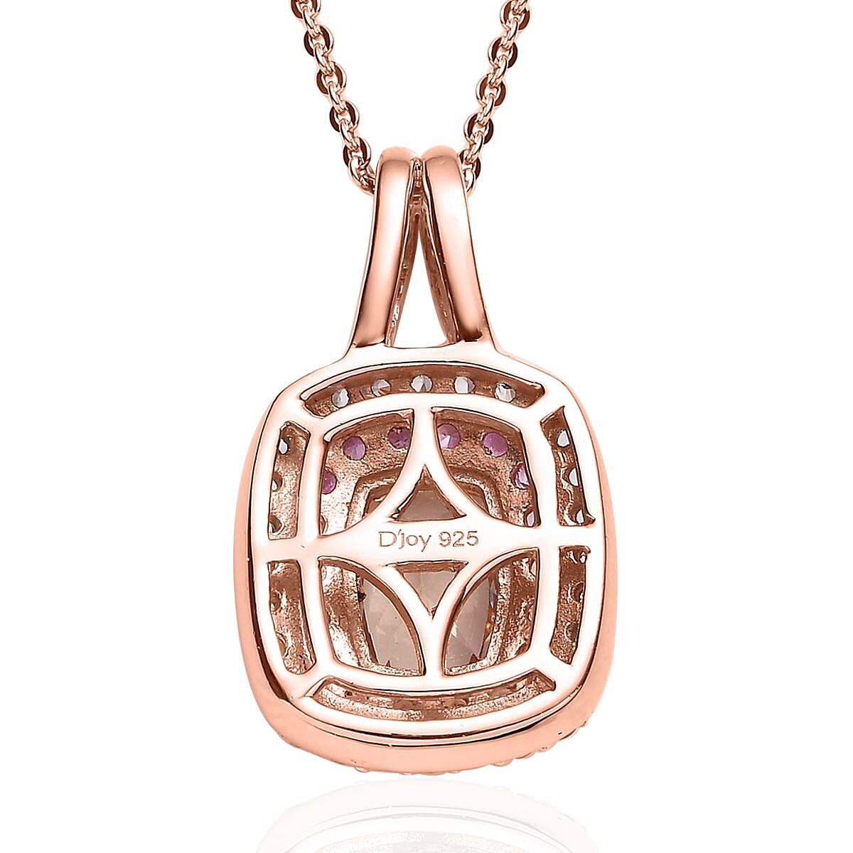 Premium Marropino Morganite and Multi Gemstone Pendant Necklace 20 Inches in Vermeil Rose Gold Over Sterling Silver 1.75 ctw