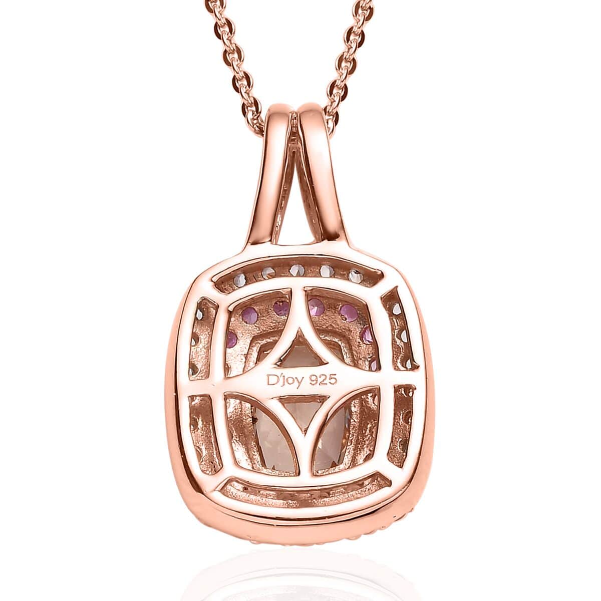 Premium Marropino Morganite and Multi Gemstone Pendant Necklace 20 Inches in Vermeil Rose Gold Over Sterling Silver 1.75 ctw image number 4