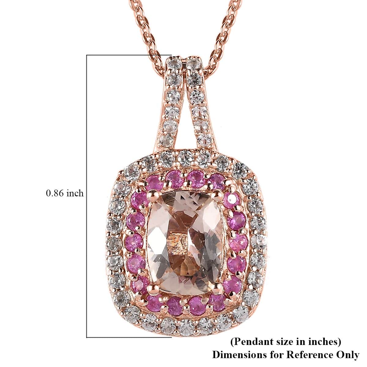 Premium Marropino Morganite and Multi Gemstone Pendant Necklace 20 Inches in Vermeil Rose Gold Over Sterling Silver 1.75 ctw image number 6
