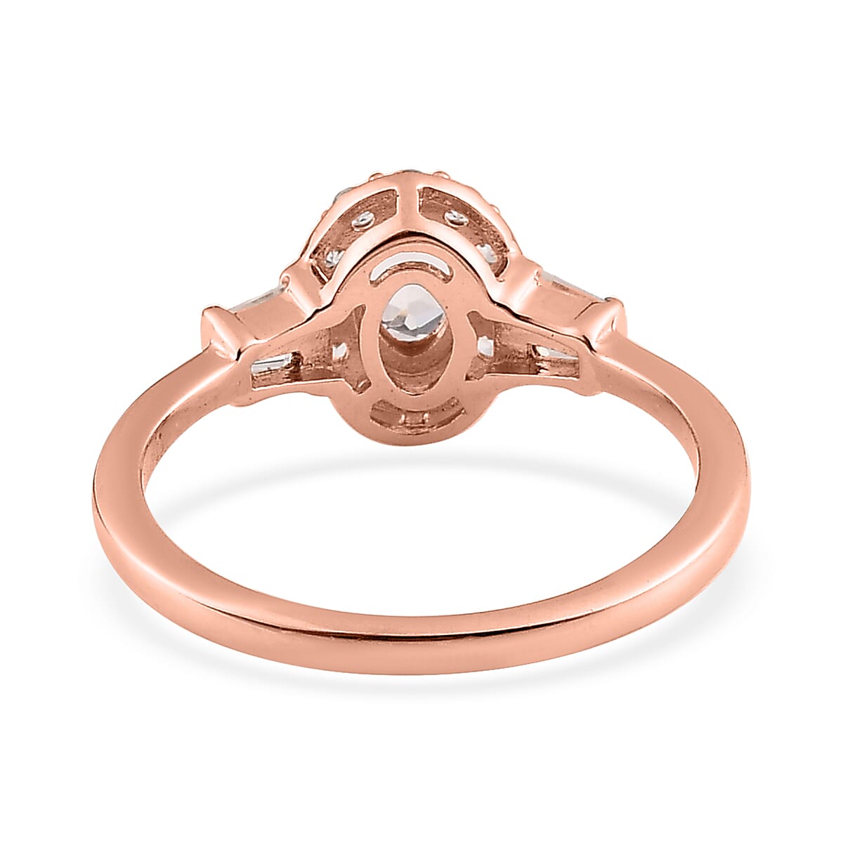 Pink Morganite and White Zircon Halo Ring (Size 5.0) and Pendant Necklace 20 Inches in Vermeil Rose Gold Over Sterling Silver 1.75 ctw