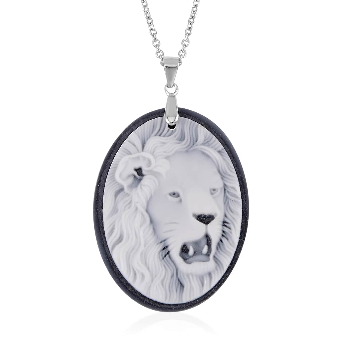 Cameo Pendant Sterling Silver with Stainless Steel Necklace 20 Inches 19.00 ctw image number 0
