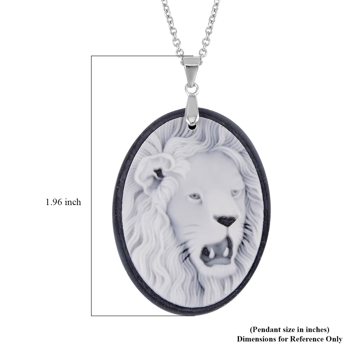 Cameo Pendant Sterling Silver with Stainless Steel Necklace 20 Inches 19.00 ctw image number 5