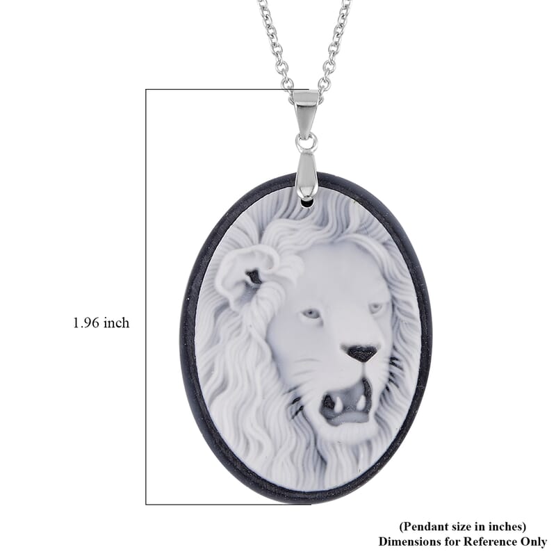 Cameo Pendant Sterling Silver with Stainless Steel Necklace 20 Inches 19.00 ctw