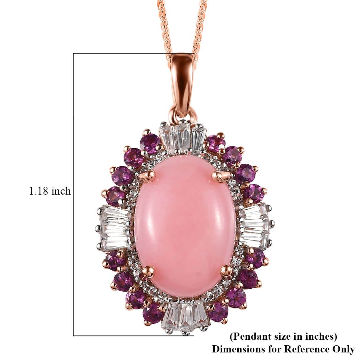 Premium Peruvian Pink Opal and Multi Gemstone Floral Pendant Necklace 20 Inches in Vermeil Rose Gold Over Sterling Silver 6.00 ctw image number 5