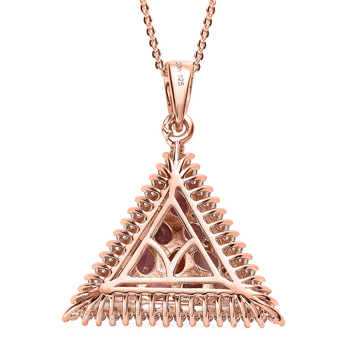 Premium Morro Redondo Pink Tourmaline and White Zircon Pendant Necklace 20 Inches in Vermeil Rose Gold Sterling Silver 2.00 ctw image number 4
