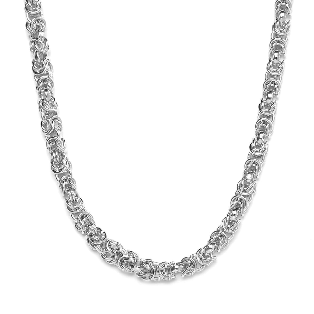 Artisan Crafted Platinum Over Sterling Silver Byzantine Bracelet (7.25-9.25In) and Necklace 18-20Inches 26 Grams image number 2