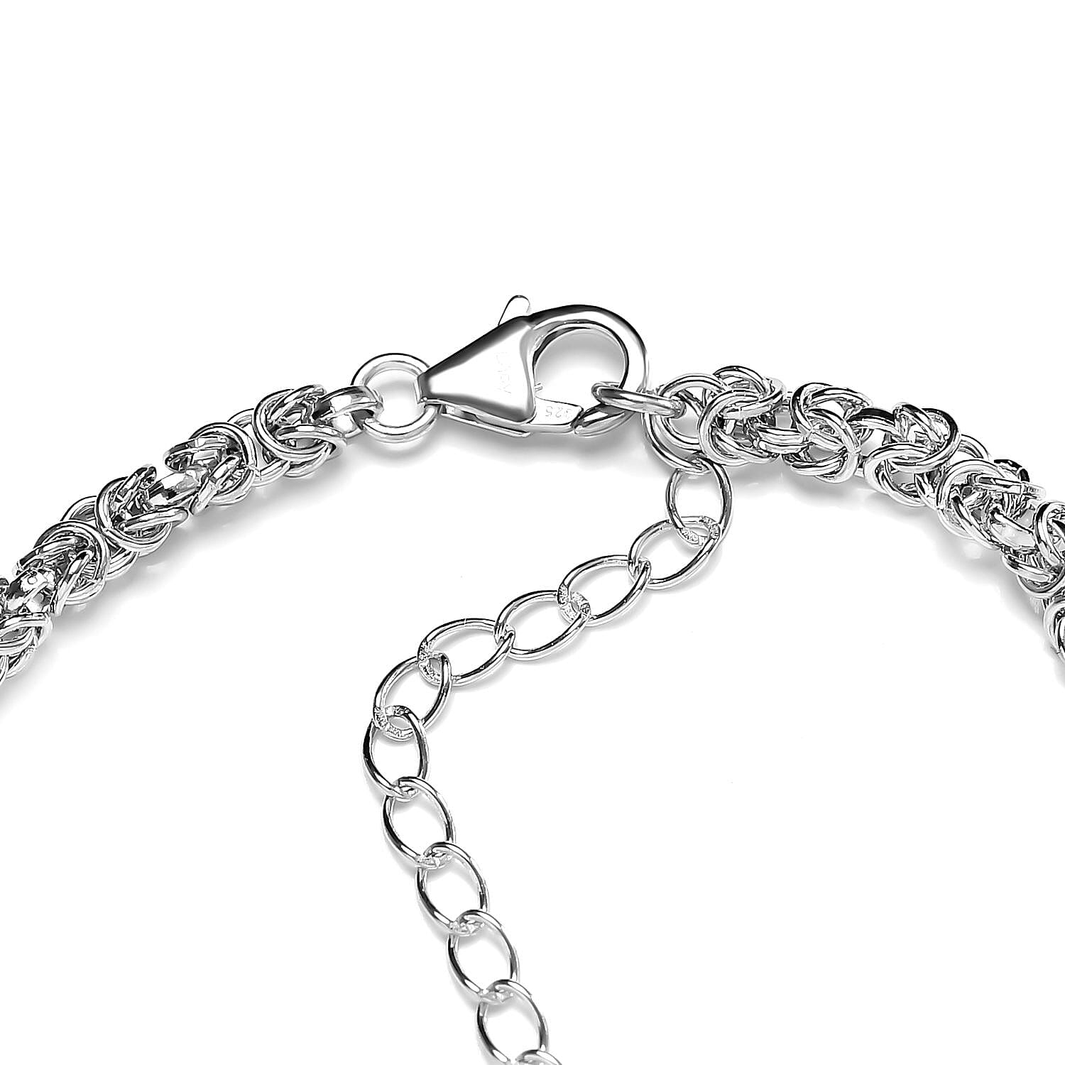 Artisan Crafted Platinum Over Sterling Silver Byzantine Bracelet (7.25-9.25In) and Necklace 18-20Inches 26 Grams