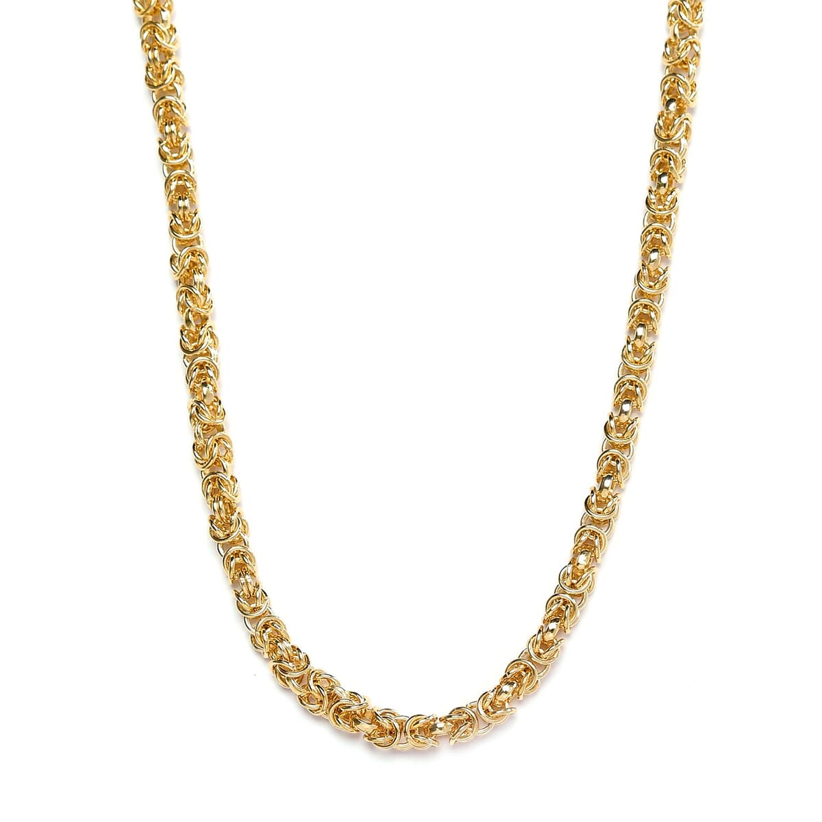 Artisan Crafted Vermeil Yellow Gold Over Sterling Silver Byzantine Bracelet (7.25-9.25In) and Necklace 18-20Inches 26 Grams image number 2