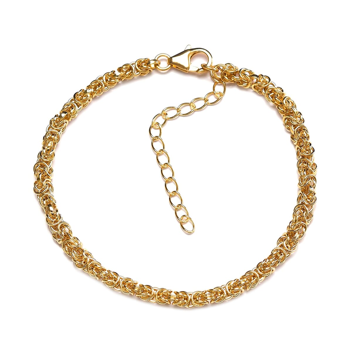 Artisan Crafted Vermeil Yellow Gold Over Sterling Silver Byzantine Bracelet (7.25-9.25In) and Necklace 18-20Inches 26 Grams image number 4