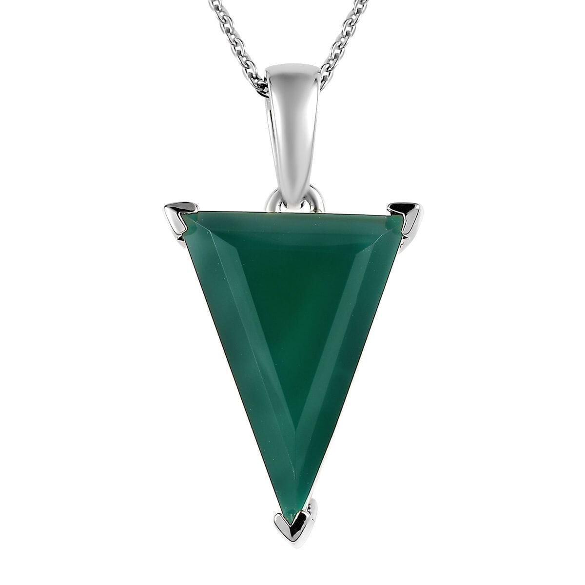 Verde Onyx Solitaire Pendant Necklace 20 Inches in Platinum Over Sterling Silver 7.00 ctw image number 0