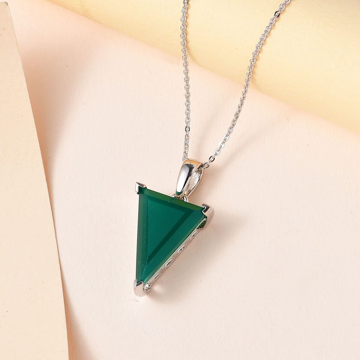 Verde Onyx Solitaire Pendant Necklace 20 Inches in Platinum Over Sterling Silver 7.00 ctw image number 1