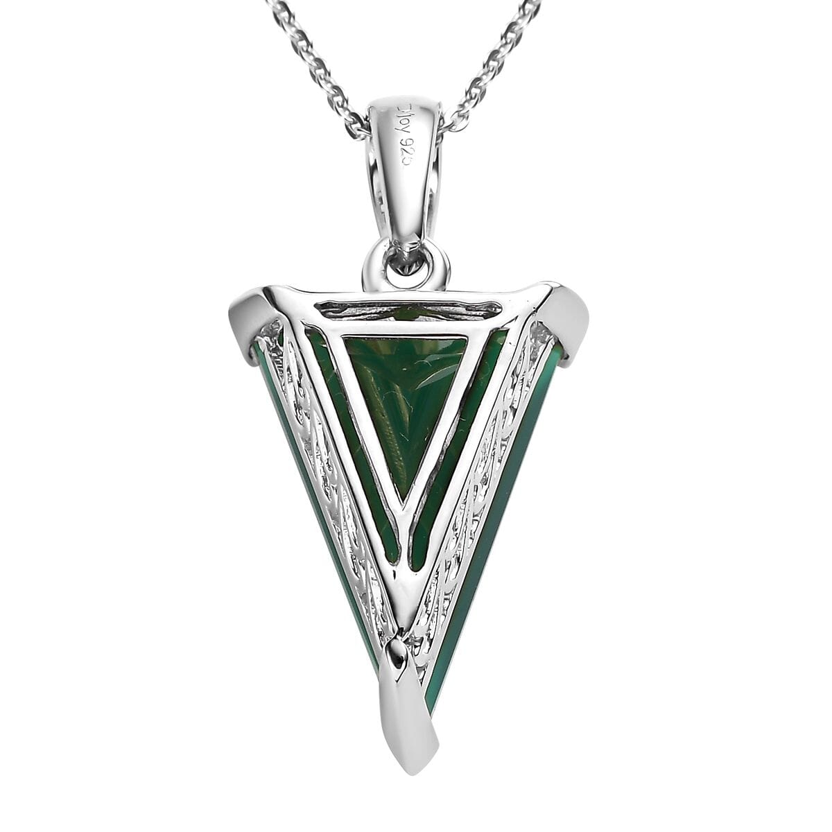 Verde Onyx Solitaire Pendant Necklace 20 Inches in Platinum Over Sterling Silver 7.00 ctw image number 4