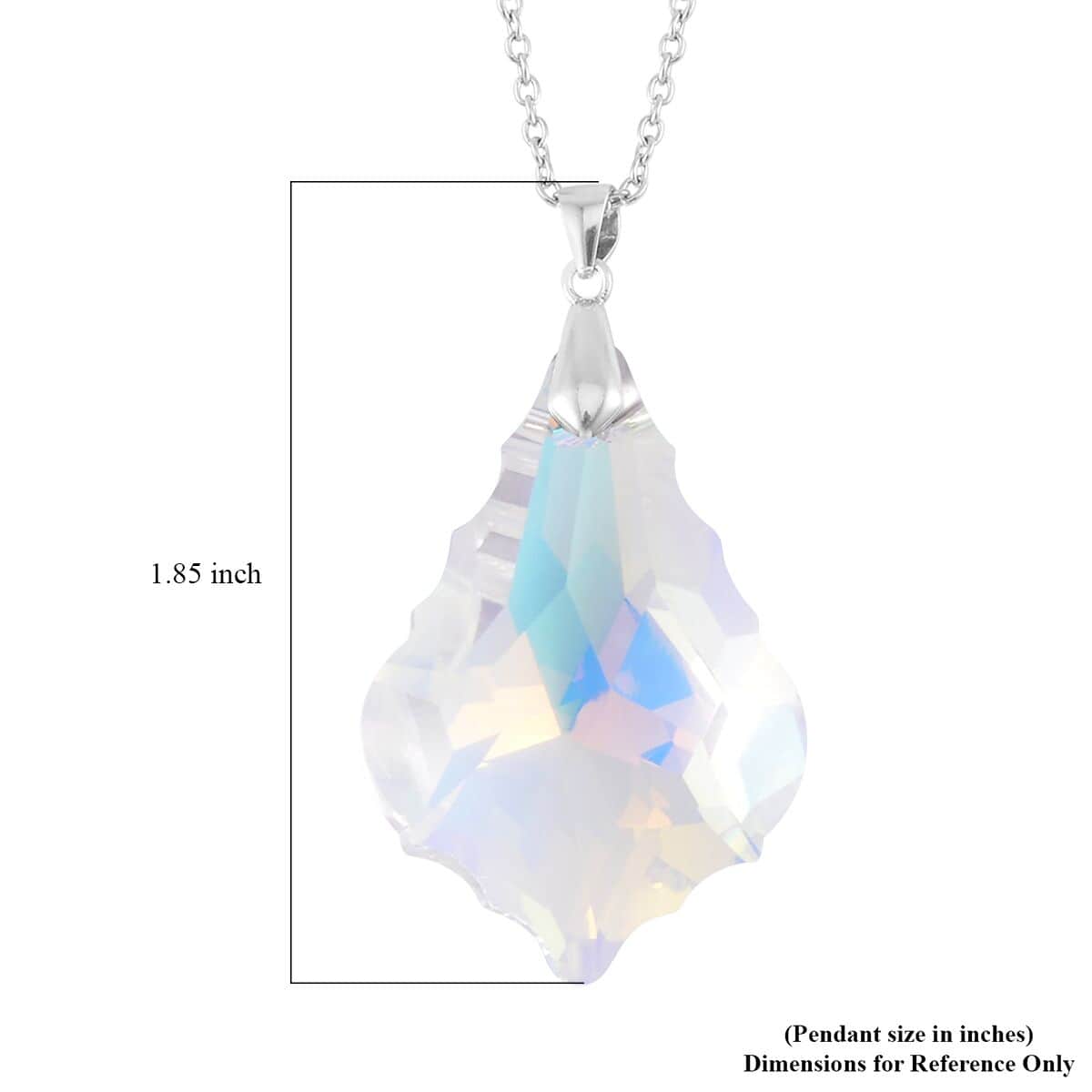 Simulated White Mystic Color Quartz Pendant in Rhodium Over Sterling Silver with Stainless Steel Necklace 20 Inches image number 5