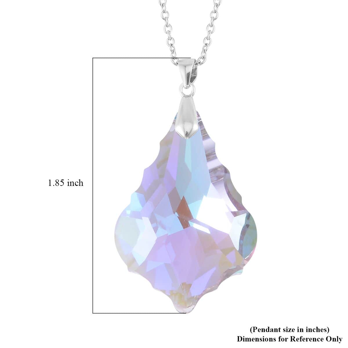 Simulated Pink Color Quartz Pendant in Rhodium Over Sterling Silver with Stainless Steel Necklace 20 Inches image number 5