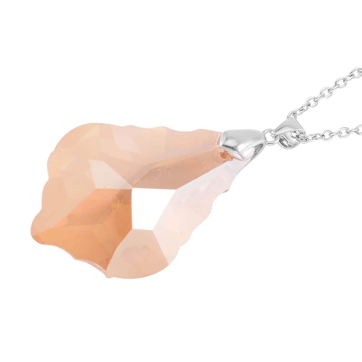 Simulated Champagne Color Quartz Pendant in Rhodium Over Sterling Silver with Stainless Steel Necklace 20 Inches image number 3