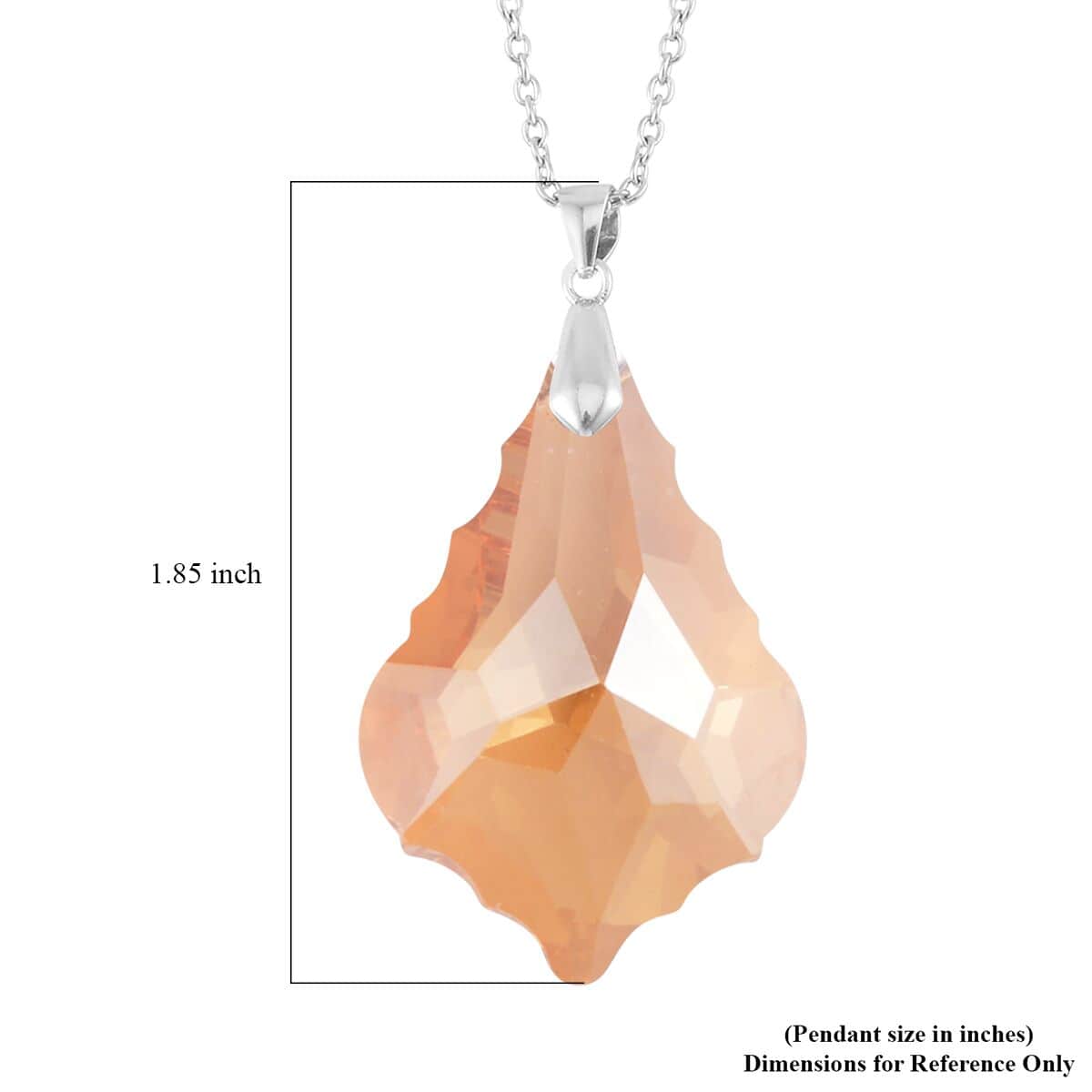 Simulated Champagne Color Quartz Pendant in Rhodium Over Sterling Silver with Stainless Steel Necklace 20 Inches image number 5