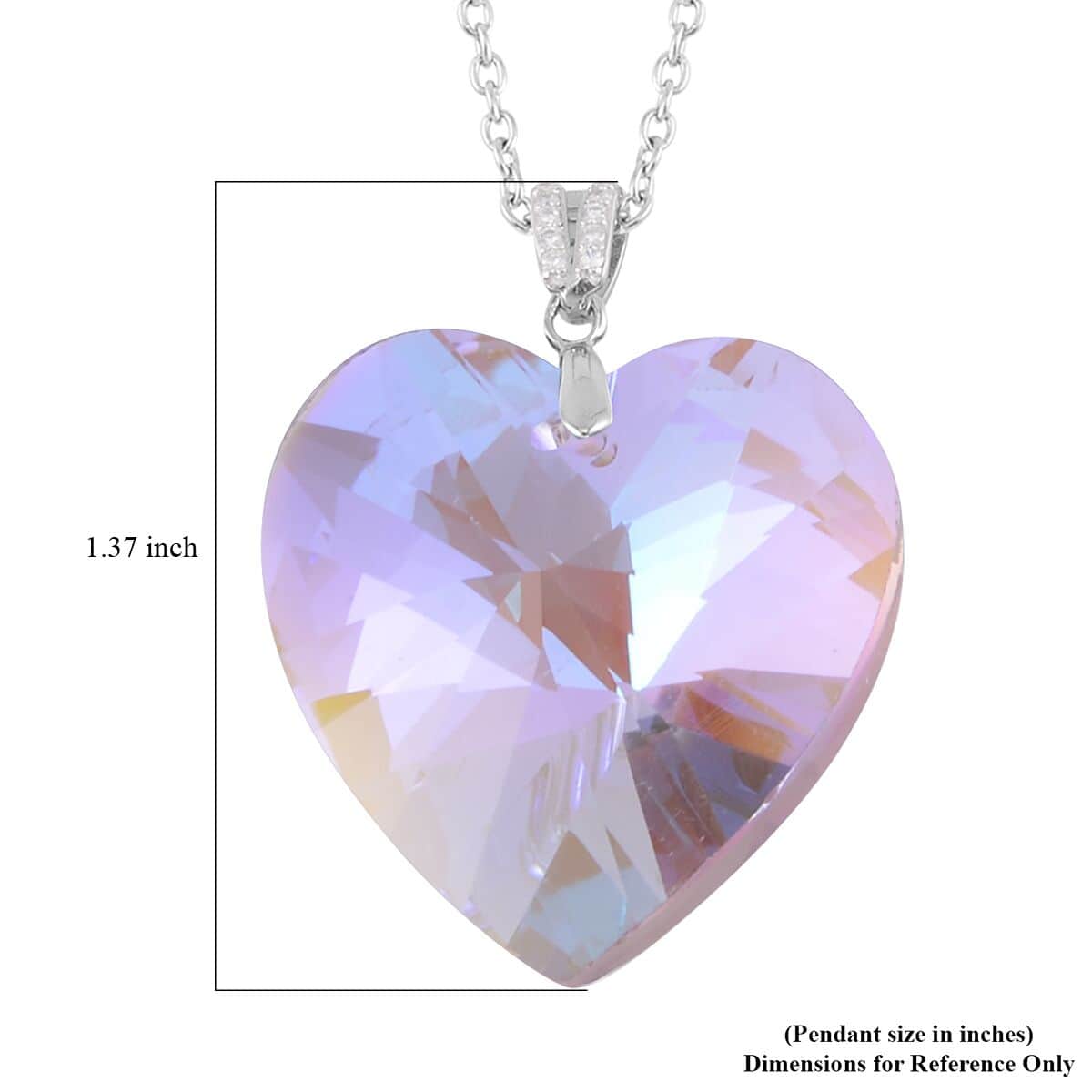 Simulated Pink Magic Color Quartz Heart Pendant in Rhodium Over Sterling Silver with Stainless Steel Necklace 20 Inches image number 5