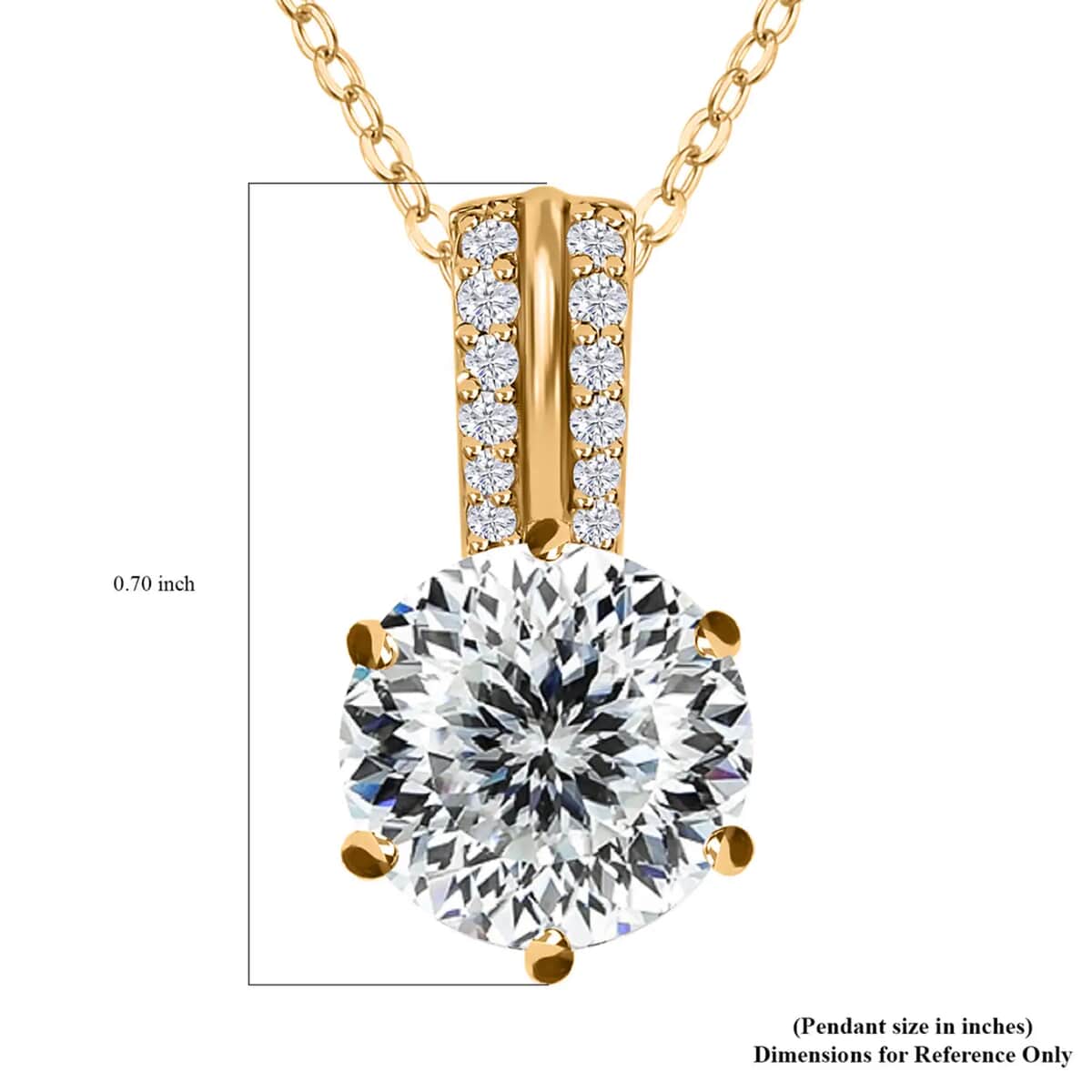 Moissanite Pendant Necklace, Solitaire Pendant Necklace ,20 Inch Pendant Necklace, Vermeil Yellow Gold Over Sterling Silver Pendant Necklace 1.65 ctw image number 6