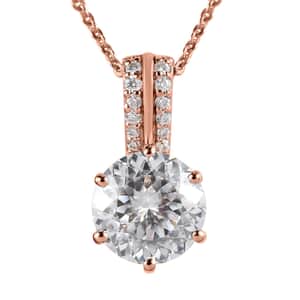 Moissanite 2.60 ctw Pendant Necklace, Solitaire Pendant Necklace, 20 Inch Pendant Necklace, Vermeil Rose Gold Over Sterling Silver Pendant Necklace