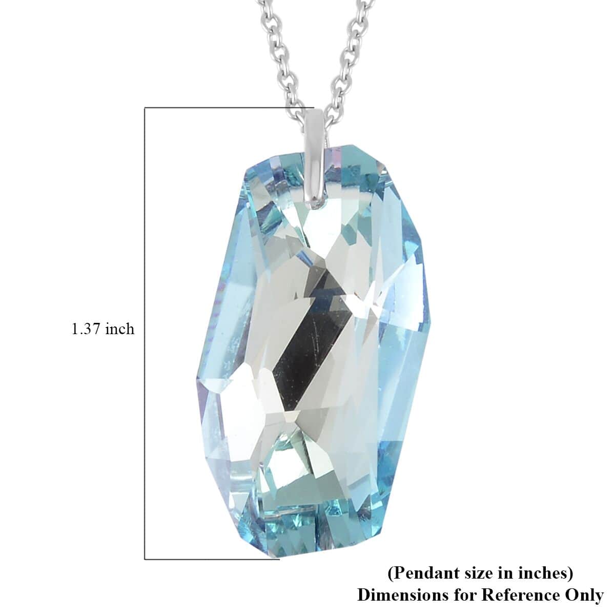 Simulated Aquamarine Pendant Necklace 20 Inches in Rhodium Over Sterling Silver image number 5