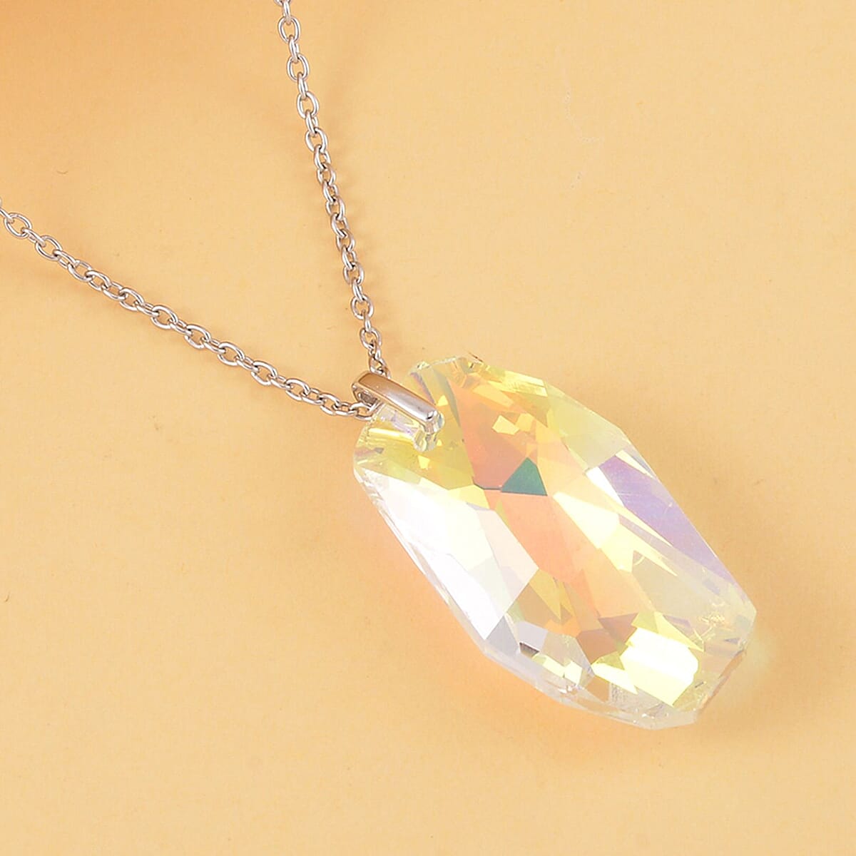 Simulated White Mystic Quartz Pendant Necklace 20 Inches in Rhodium Over Sterling Silver image number 1