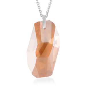 Simulated Champagne Quartz Pendant Necklace 20 Inches in Rhodium Over Sterling Silver