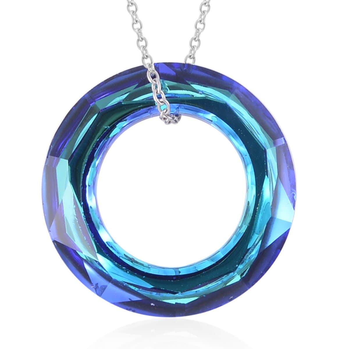 Simulated Blue Sapphire Solitaire Pendant Necklace 20 Inches in Sterling Silver and Stainless Steel image number 0