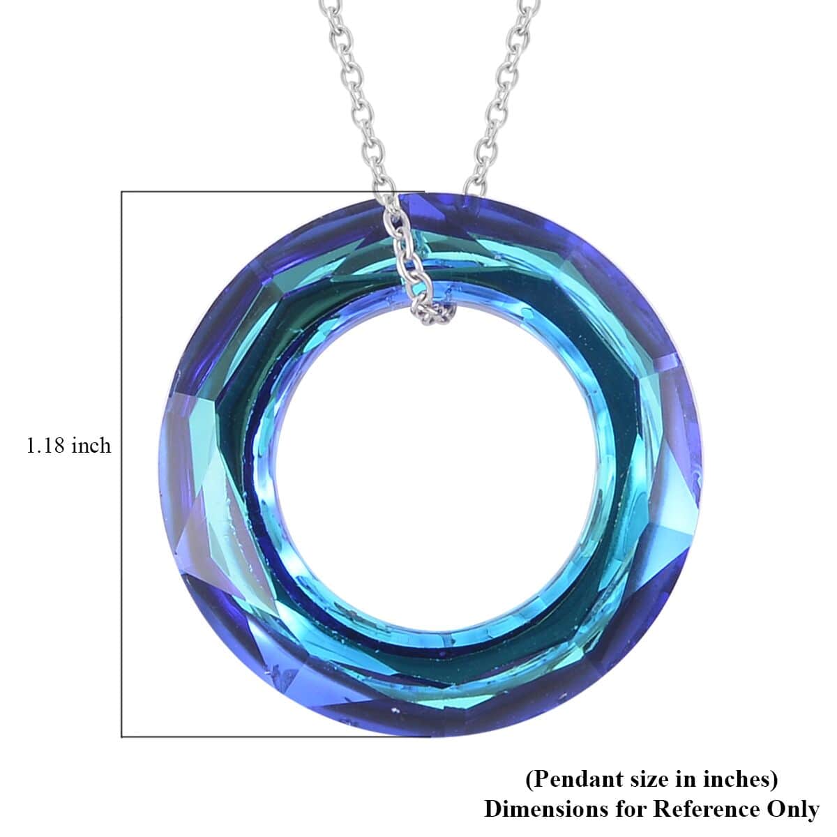 Simulated Blue Sapphire Solitaire Pendant Necklace 20 Inches in Sterling Silver and Stainless Steel image number 5