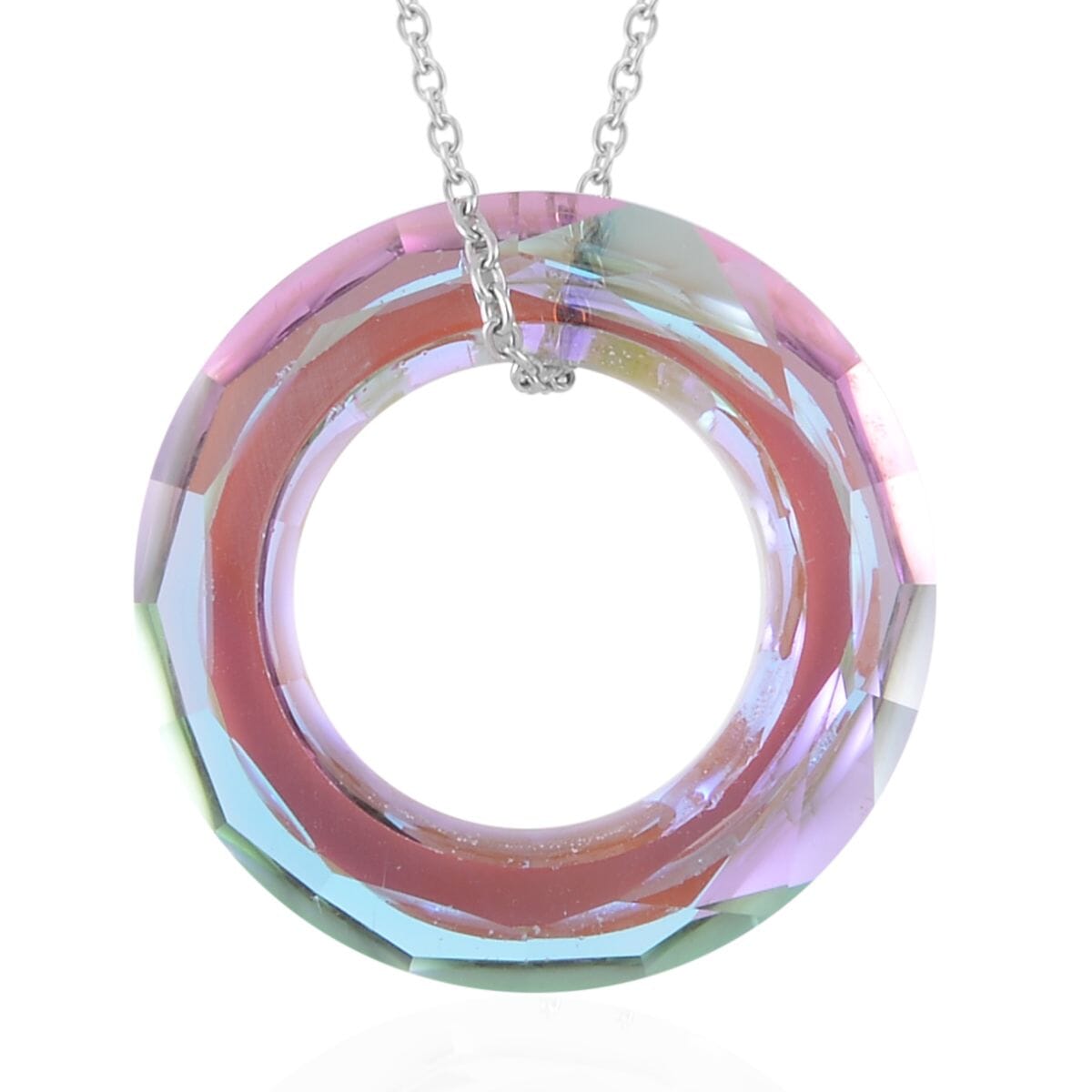 Simulated Pink Magic Color Quartz Solitaire Pendant in Sterling Silver with Stainless Steel Necklace 20 Inches image number 0