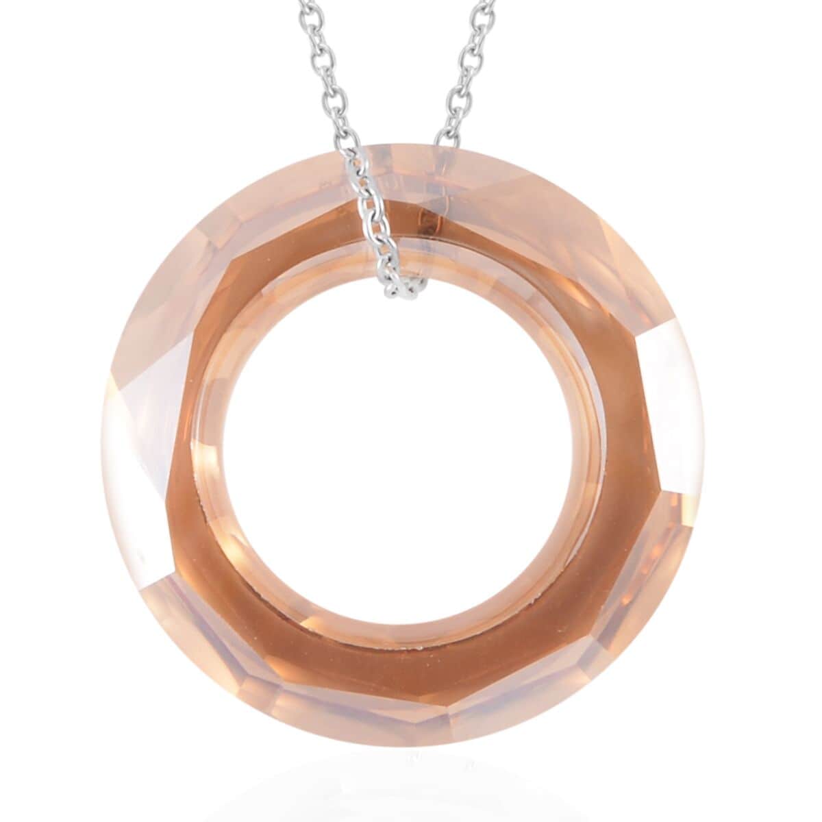 Simulated Champagne Quartz Solitaire Pendant in Sterling Silver with Stainless Steel Necklace 20 Inches image number 0