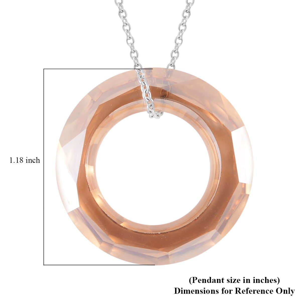 Simulated Champagne Quartz Solitaire Pendant in Sterling Silver with Stainless Steel Necklace 20 Inches image number 5