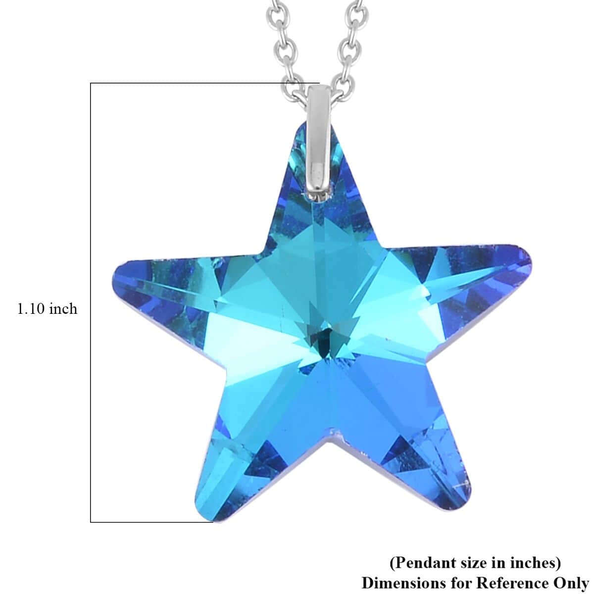 Simulated Blue Sapphire Star Pendant Necklace 20 Inches in Rhodium Over Sterling Silver and Stainless Steel image number 5