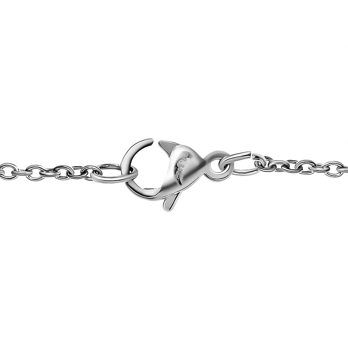 Simulated Blue Sapphire Star Pendant Necklace 20 Inches in Rhodium Over Sterling Silver and Stainless Steel