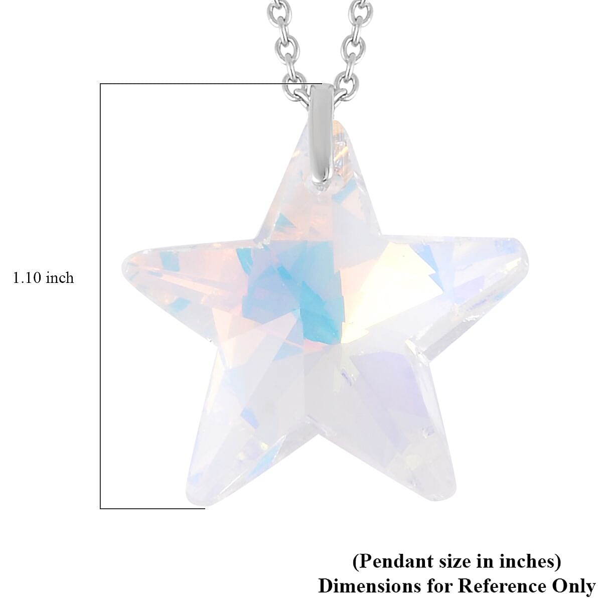 Simulated Blue Sapphire Star Pendant Necklace 20 Inches in Rhodium Over Sterling Silver and Stainless Steel