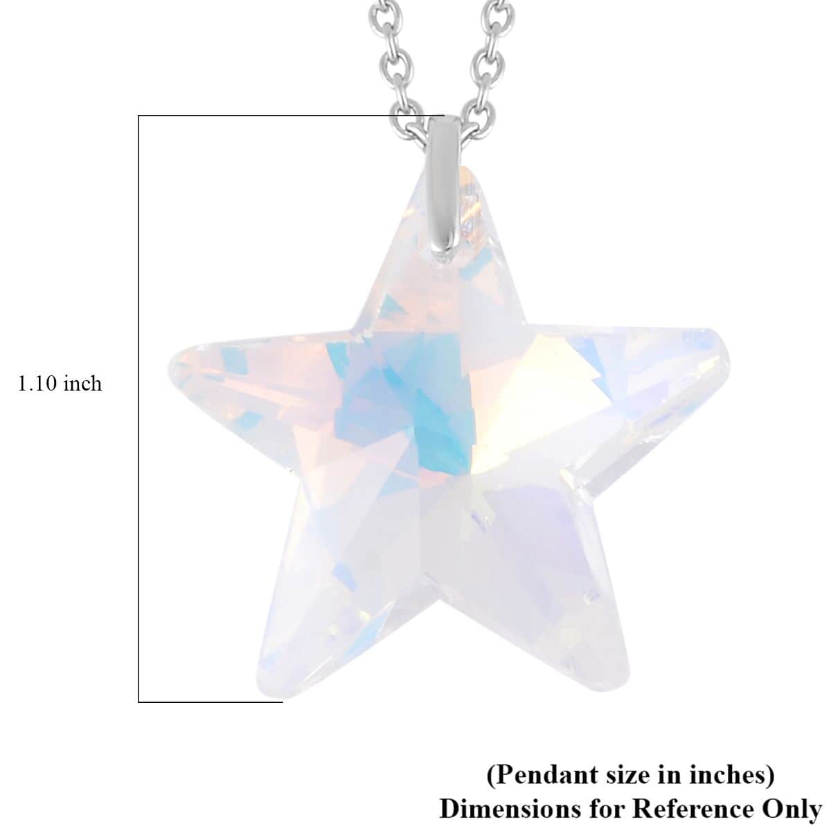Simulated White Mystic Quartz Star Pendant in Rhodium Over Sterling Silver with Stainless Steel Necklace 20 Inches image number 5