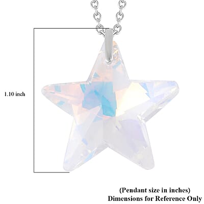 Simulated White Mystic Quartz Star Pendant in Rhodium Over Sterling Silver with Stainless Steel Necklace 20 Inches