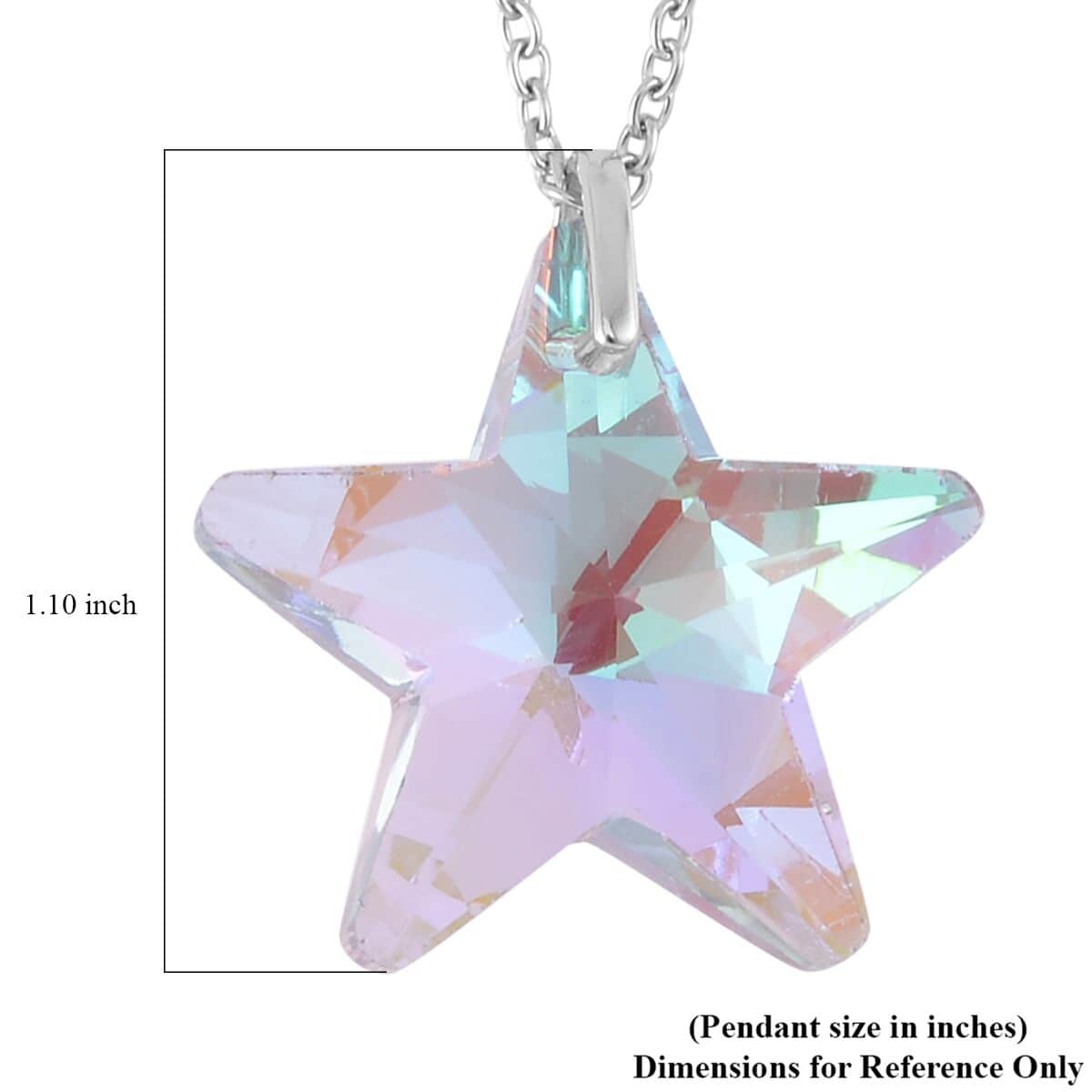 Simulated Pink Magic Color Quartz Star Pendant in Rhodium Over Sterling Silver and Stainless Steel Necklace 20 Inches image number 5