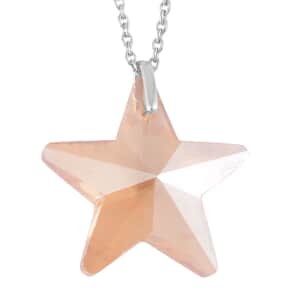 Simulated Champagne Quartz Star Pendant in Rhodium Over Sterling Silver with Stainless Steel Necklace 20 Inches
