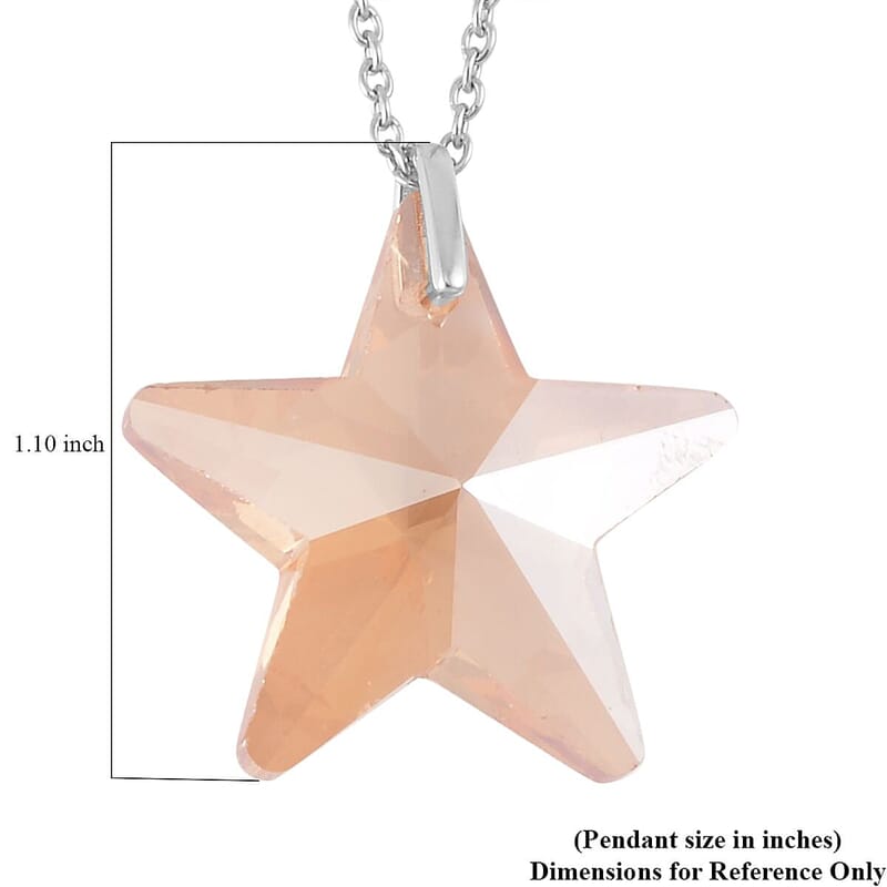 Simulated Champagne Quartz Star Pendant in Rhodium Over Sterling Silver with Stainless Steel Necklace 20 Inches