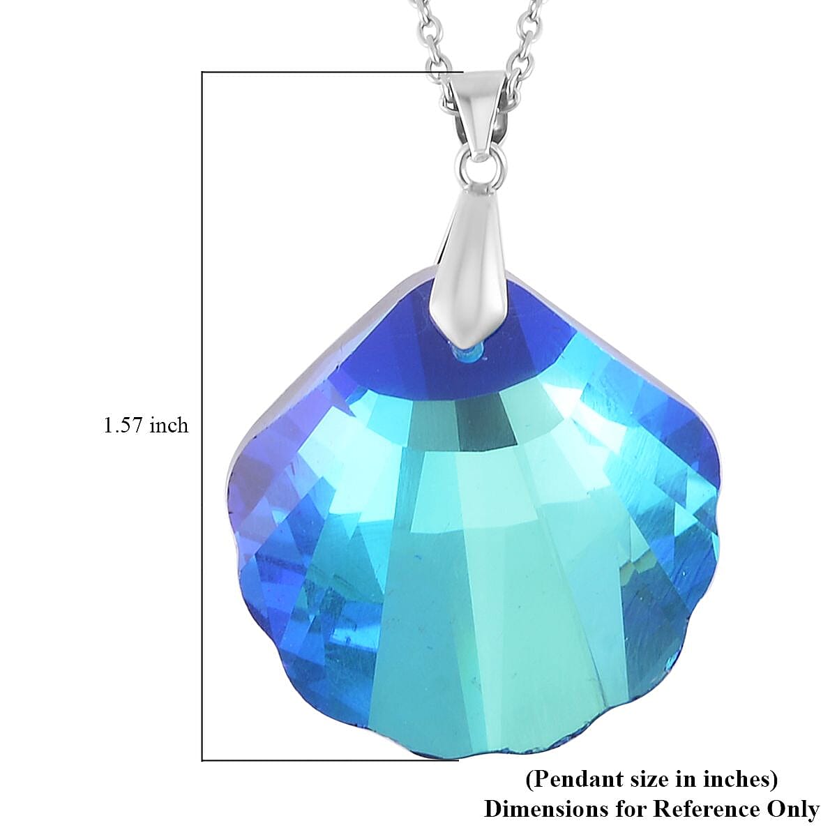 Simulated Blue Magic Color Quartz Pendant in Rhodium Over Sterling Silver with Stainless Steel Necklace 20 Inches