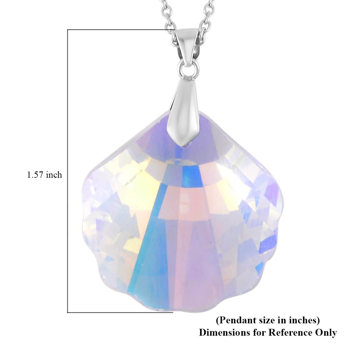 Simulated White Mystic Color Quartz Pendant in Rhodium Over Sterling Silver with Stainless Steel Necklace 20 Inches image number 5