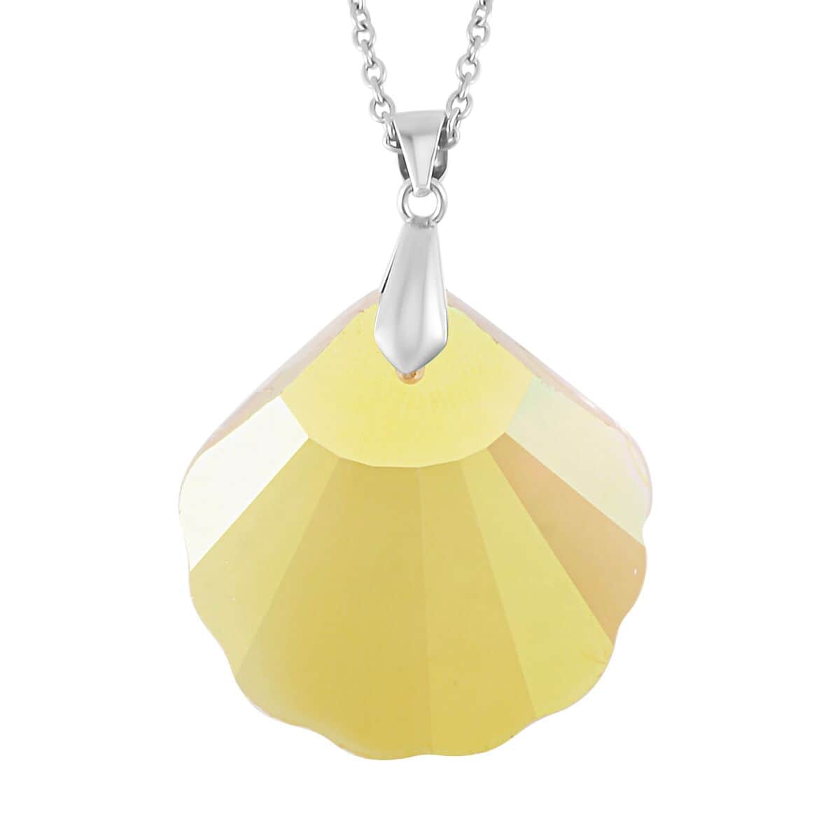 Simulated Yellow Topaz Pendant in Rhodium Over Sterling Silver with Stainless Steel Necklace (20 Inches) image number 0