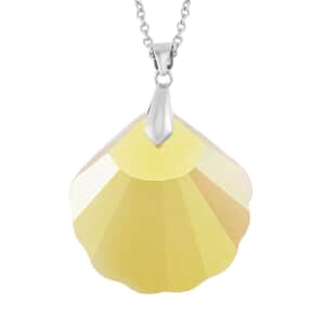 Simulated Yellow Topaz Pendant in Rhodium Over Sterling Silver with Stainless Steel Necklace (20 Inches)